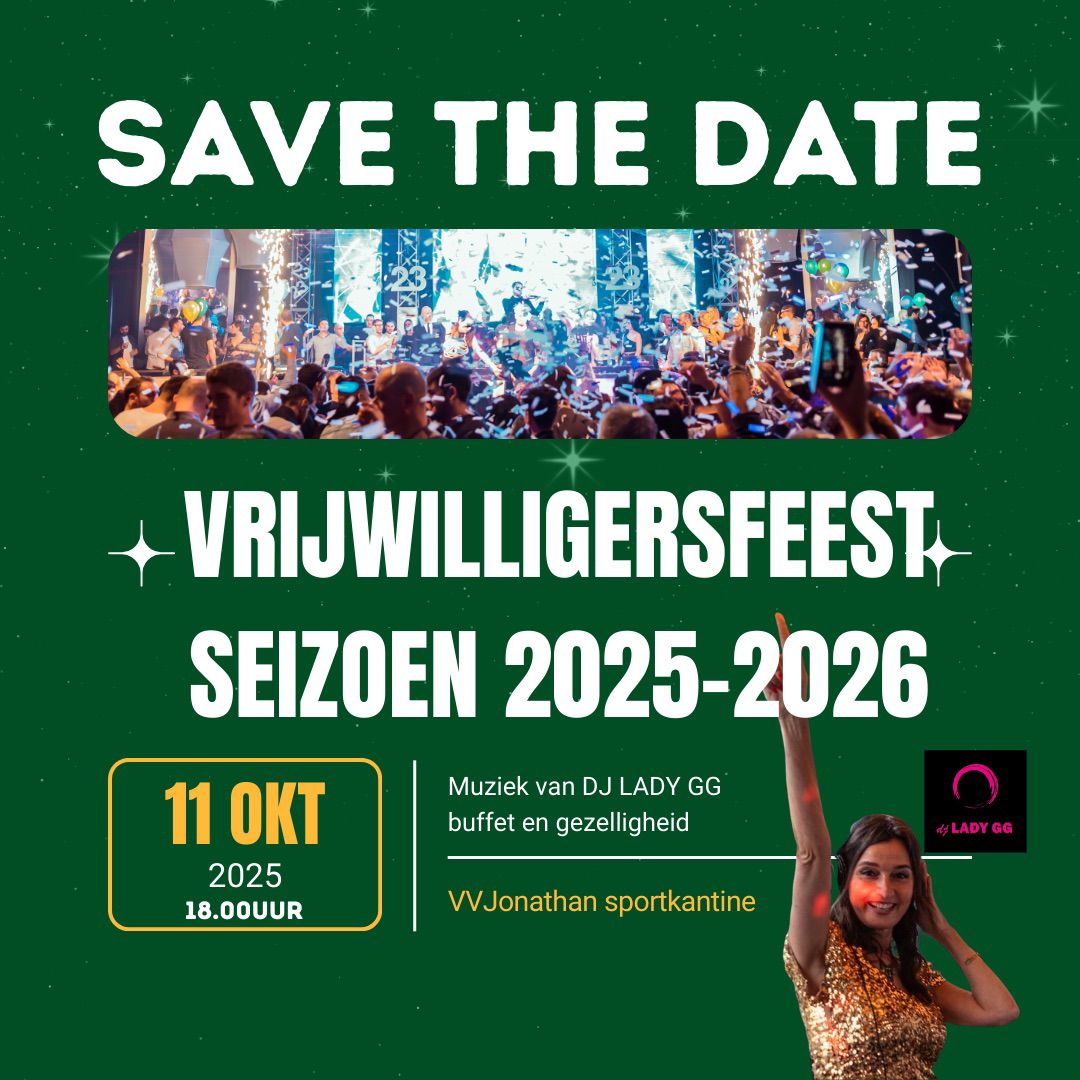 Vrijwilligersfeest op zaterdag 11 oktober: SAVE THE DATE