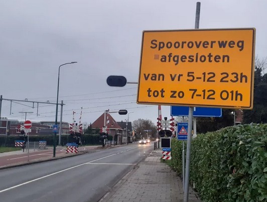 Spoorwegovergang Bunnik komend weekend (5-7 dec.) dicht voor werkzaamheden