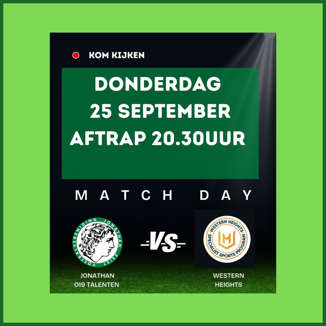 Donderdag 25 sep om 20.30uur - J019-1 tegen Western Heights